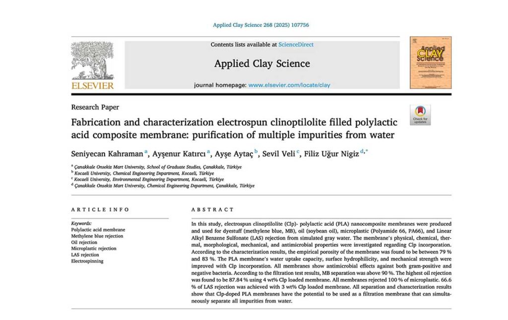 Fabrication and characterization electrospun clinoptilolite filled polylactic acid composite membrane: purification of multiple impurities from water